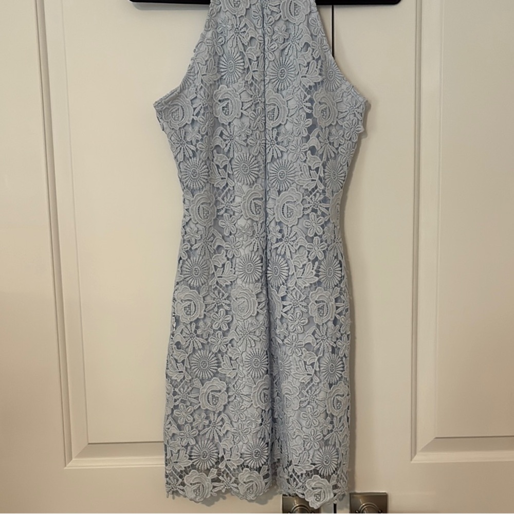 Lulus Love Poem Light Blue Lace Mini Dress - Picture 2 of 4